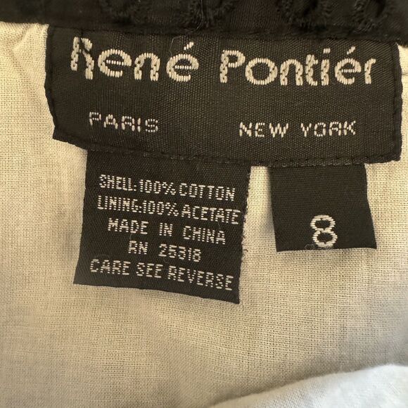 Rene Pontier NY Paris black midi flare skirt Boho Style Vintage Sz 8 - Picture 9 of 11